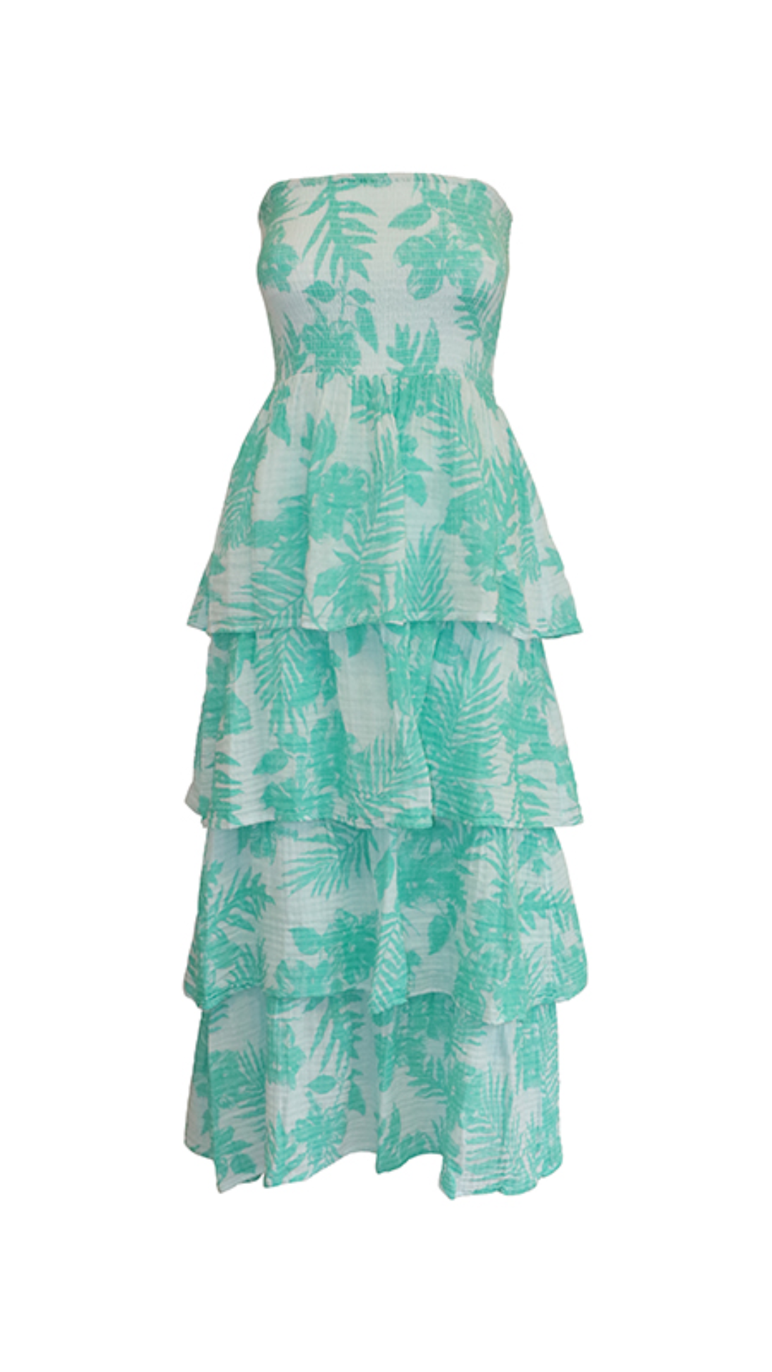 Strapless Tier Maxi Dress Gauze - Bermuda Palm