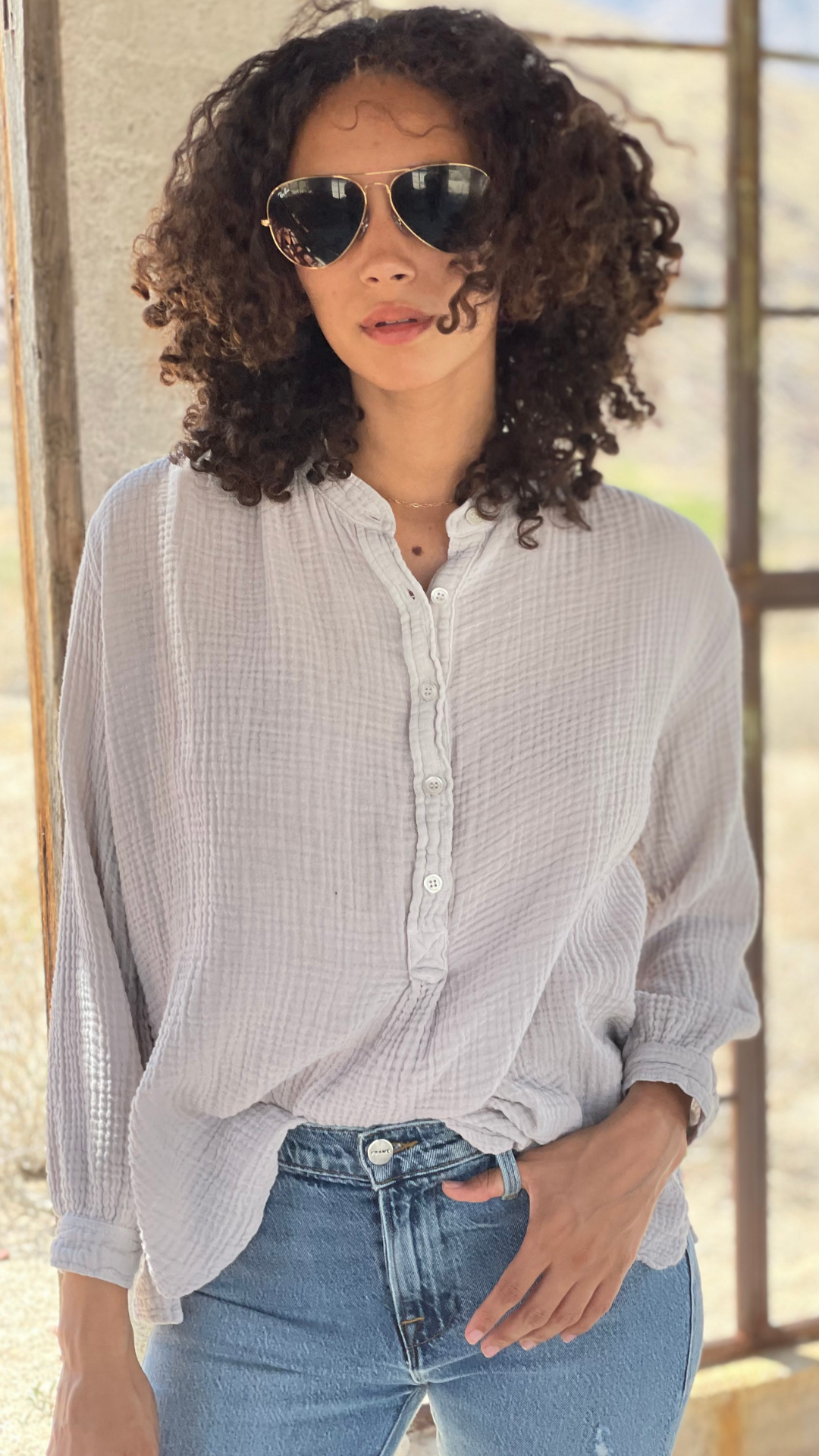 Poet Top Gauze - Birch