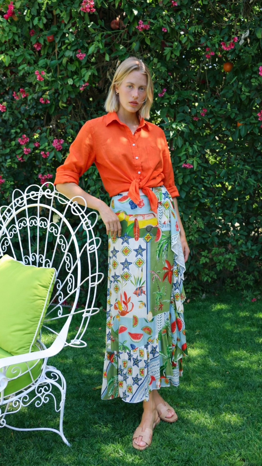 Ruffle Wrap Maxi Skirt - French Blue