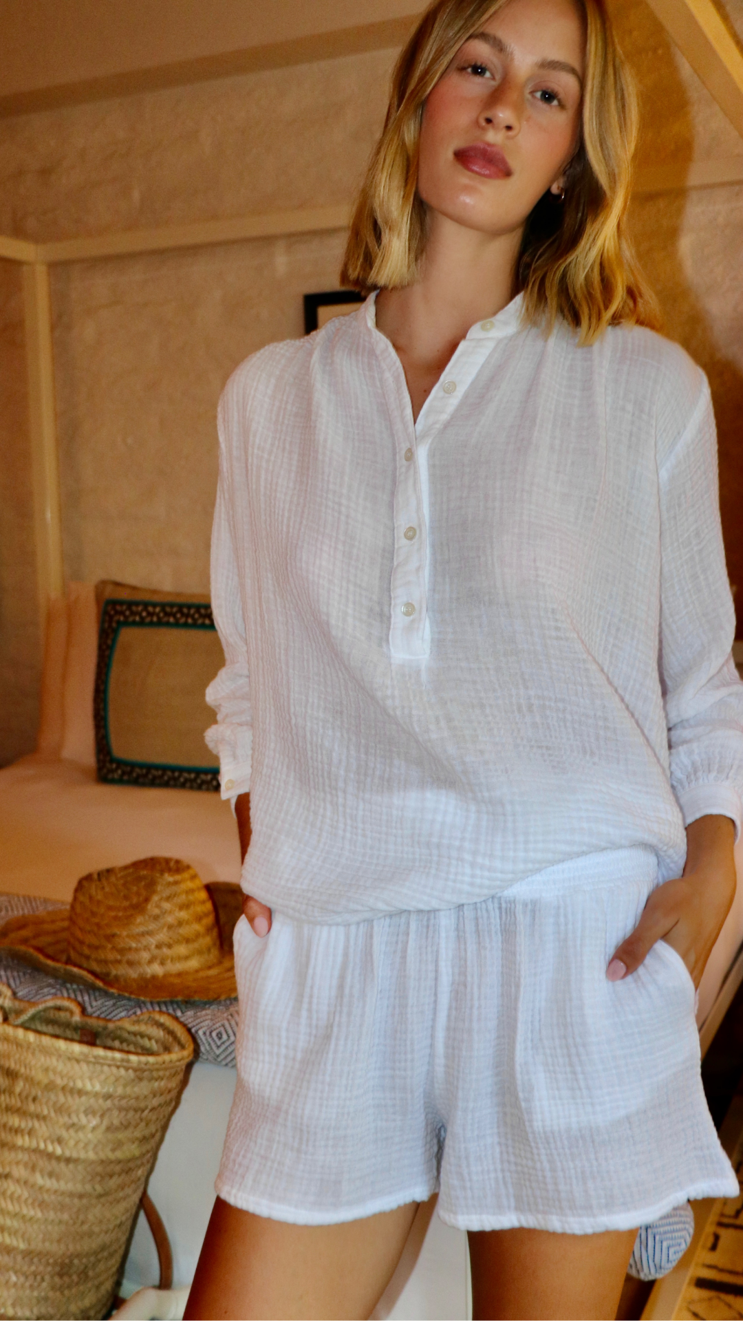 Smock Short Gauze - White