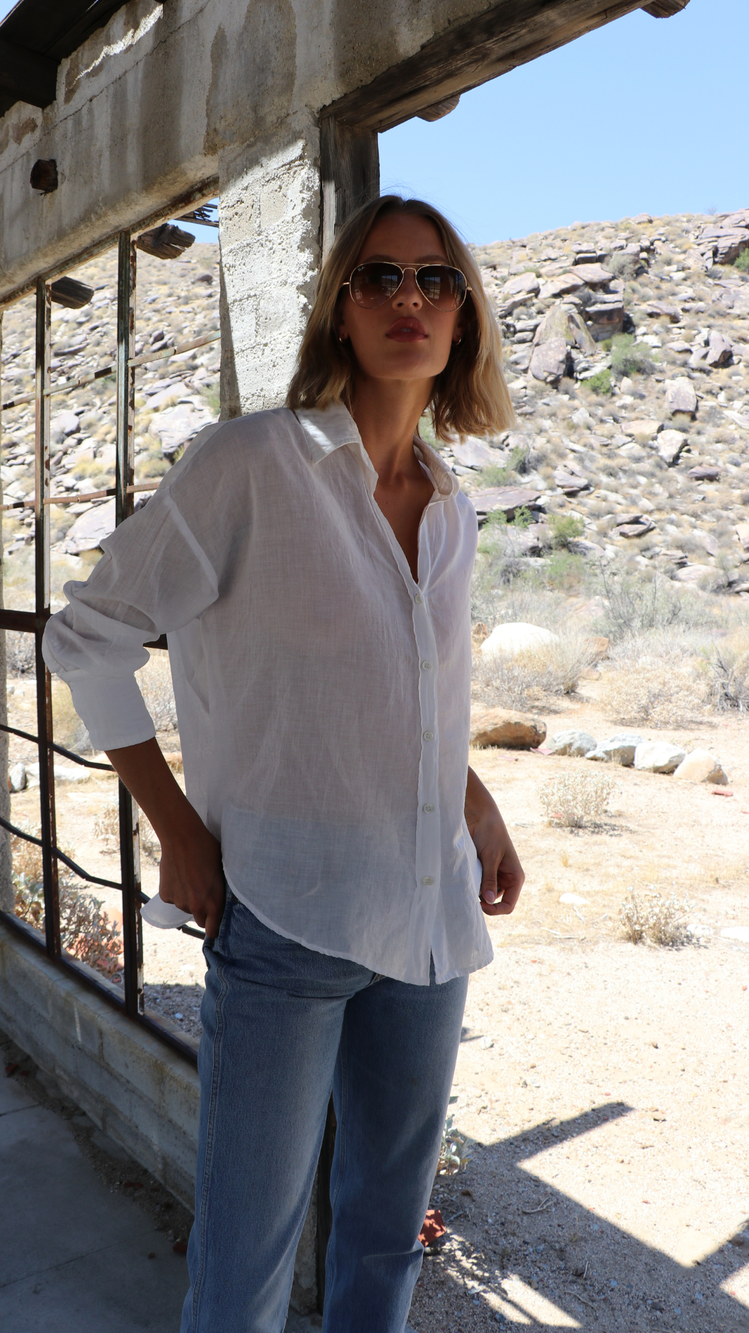 Drop Shoulder Shirt Cotton Voile - Cannoli