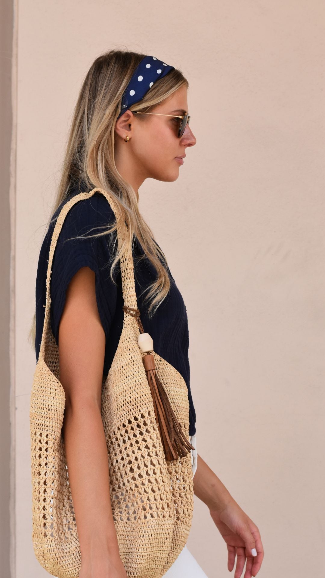Pull Over Henley Top Gauze Navy