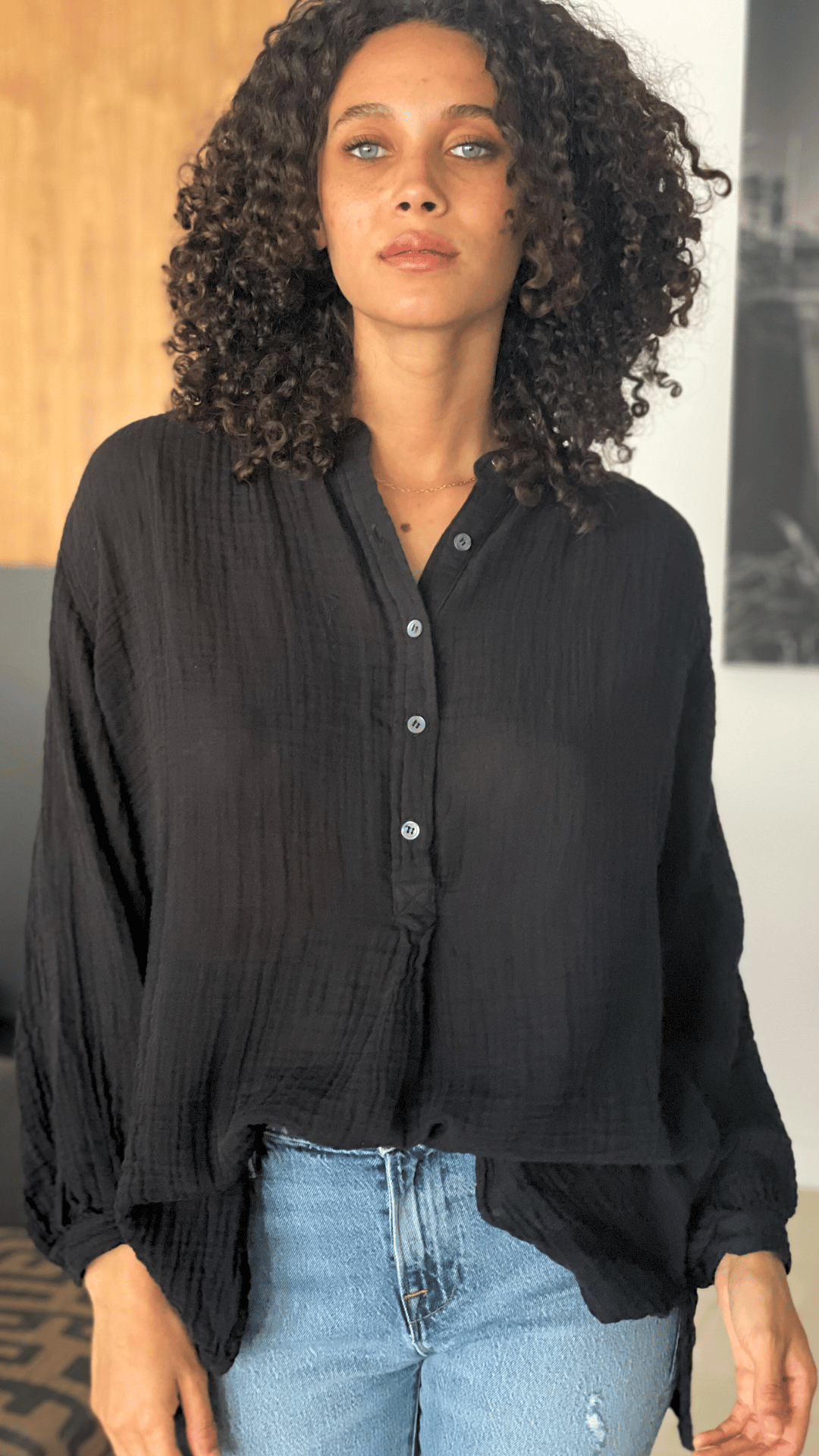 Poet Top Gauze - Black