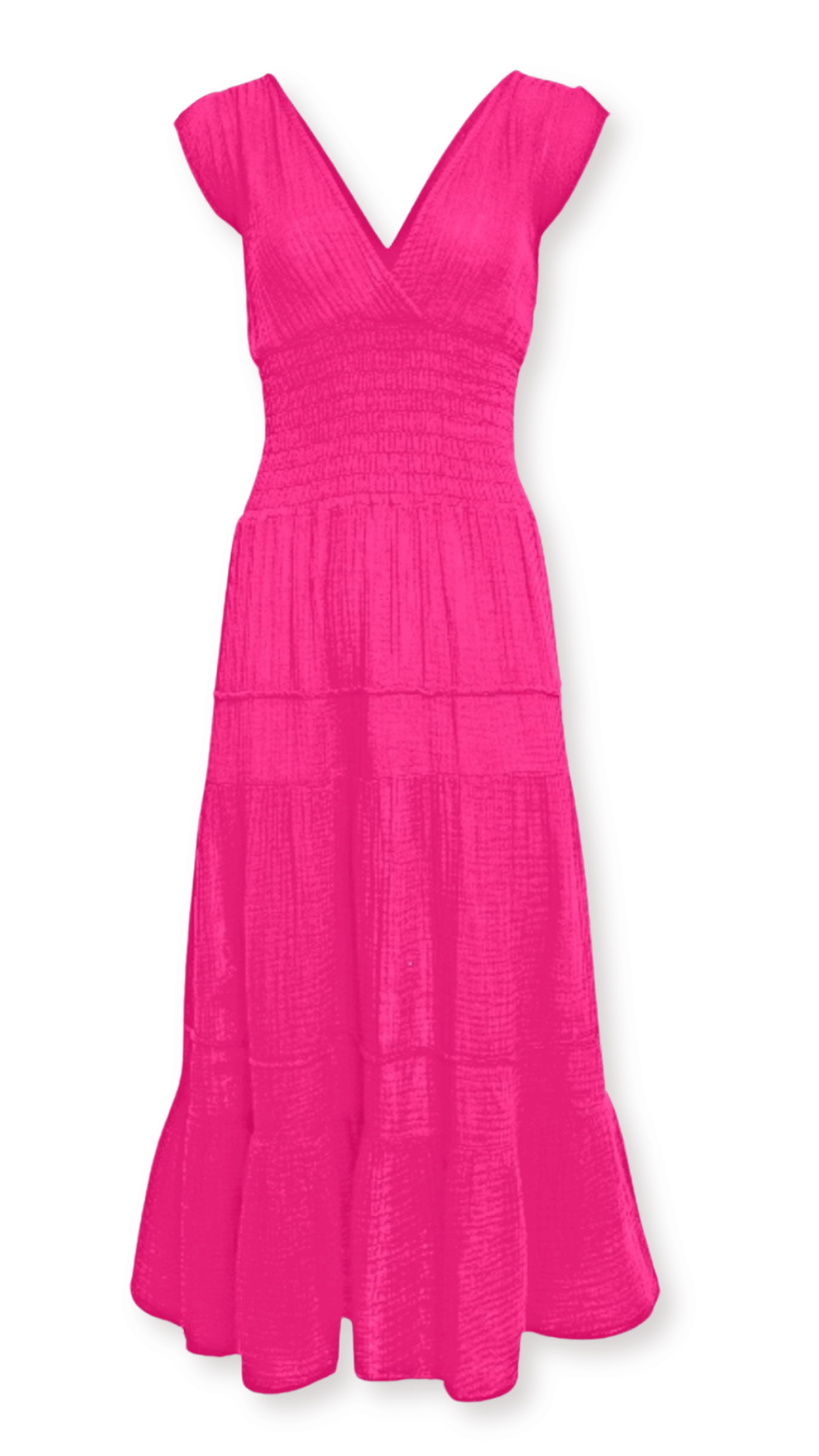 Smocked Dress Gauze - Hot Pink