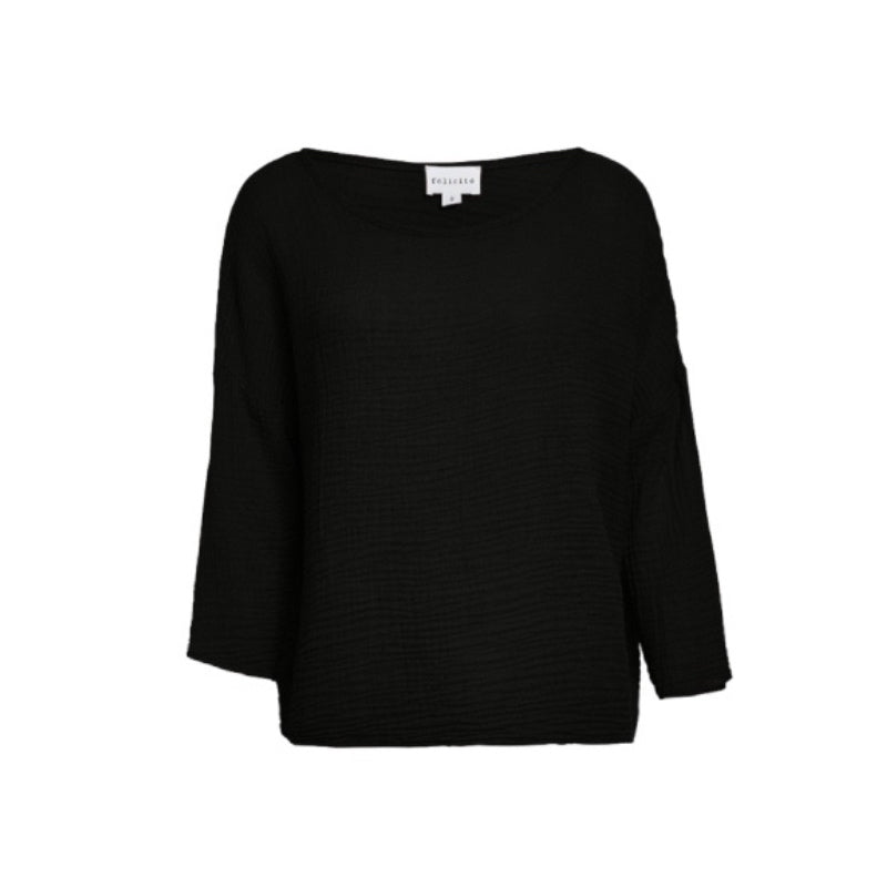 Off Shoulder Top Gauze - Black