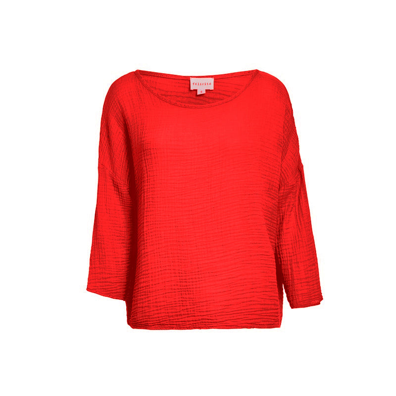 Off Shoulder Top Gauze - Cherry
