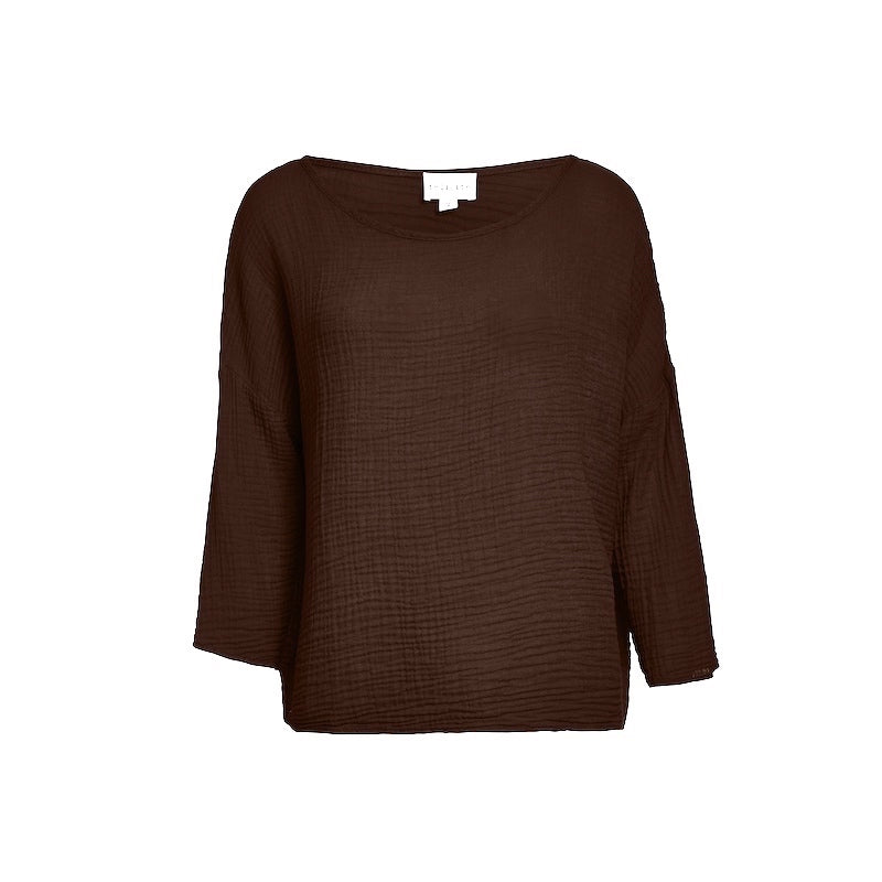 Off Shoulder Top Gauze - Bark