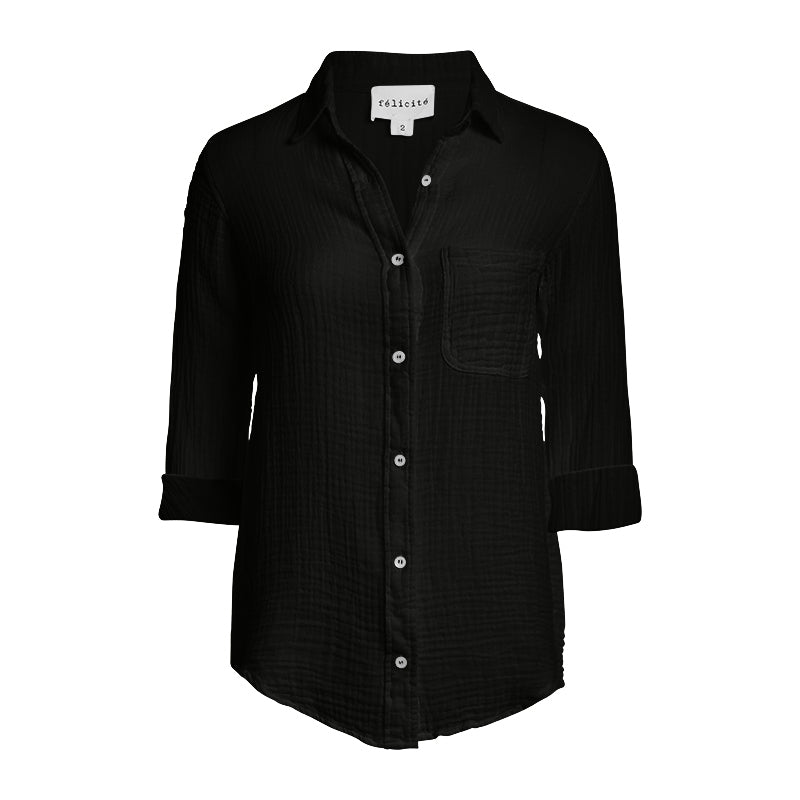Boyfriend Top Gauze - Black