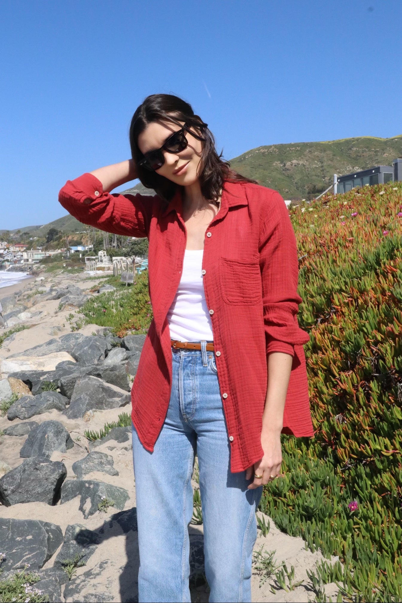 Boyfriend Top Gauze - Cayenne