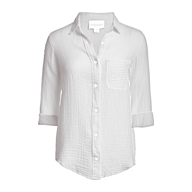 Boyfriend Top Gauze - White