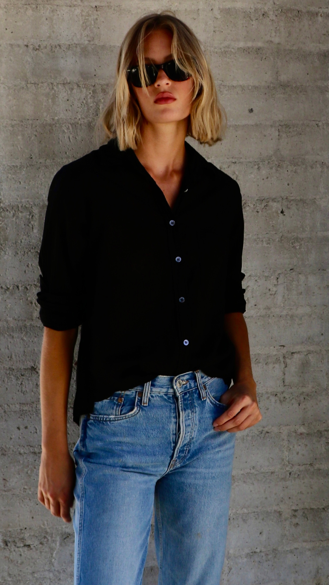 Boyfriend Top Cotton Voile - Black