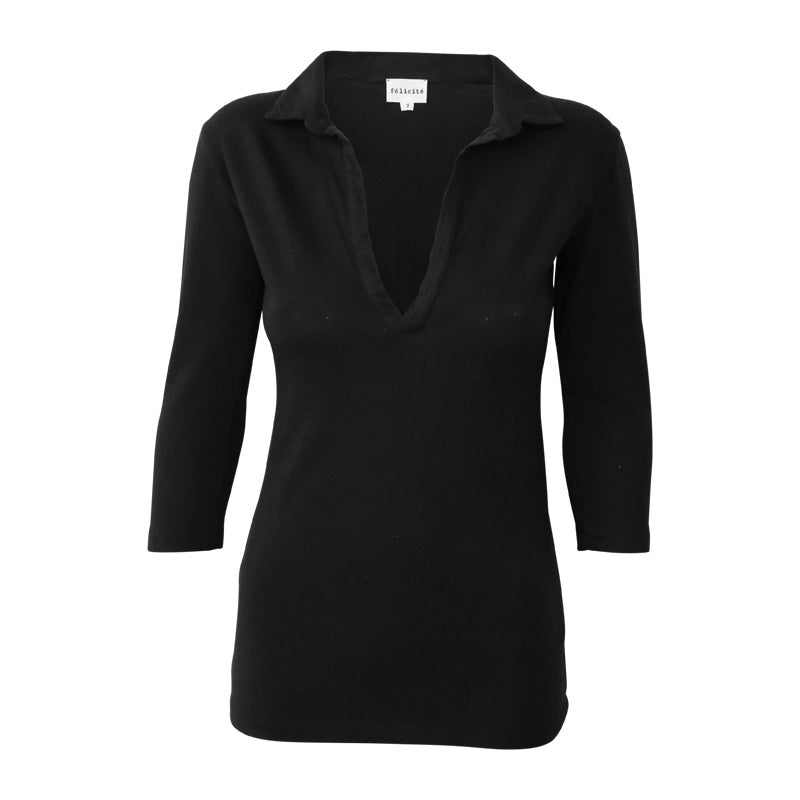 Polo Henley Tee - Black