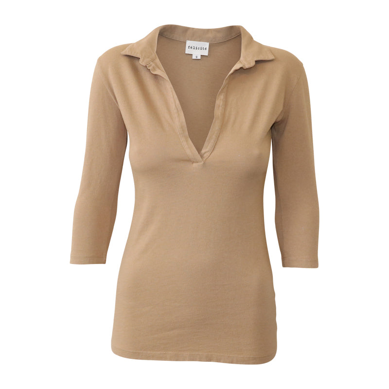Polo Henley Tee - Saddle