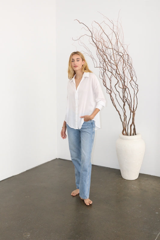 Drop Shoulder Shirt - White