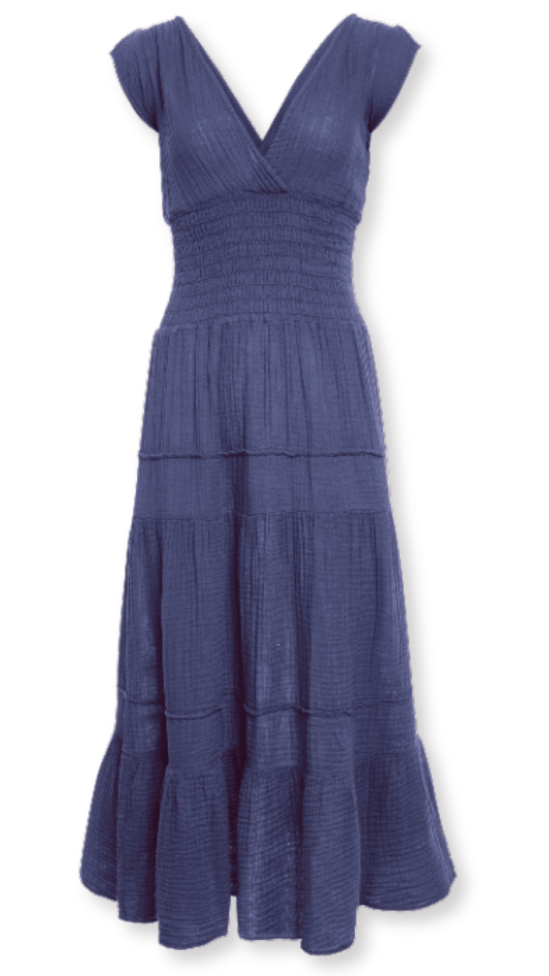 Smocked Dress Gauze - Navy
