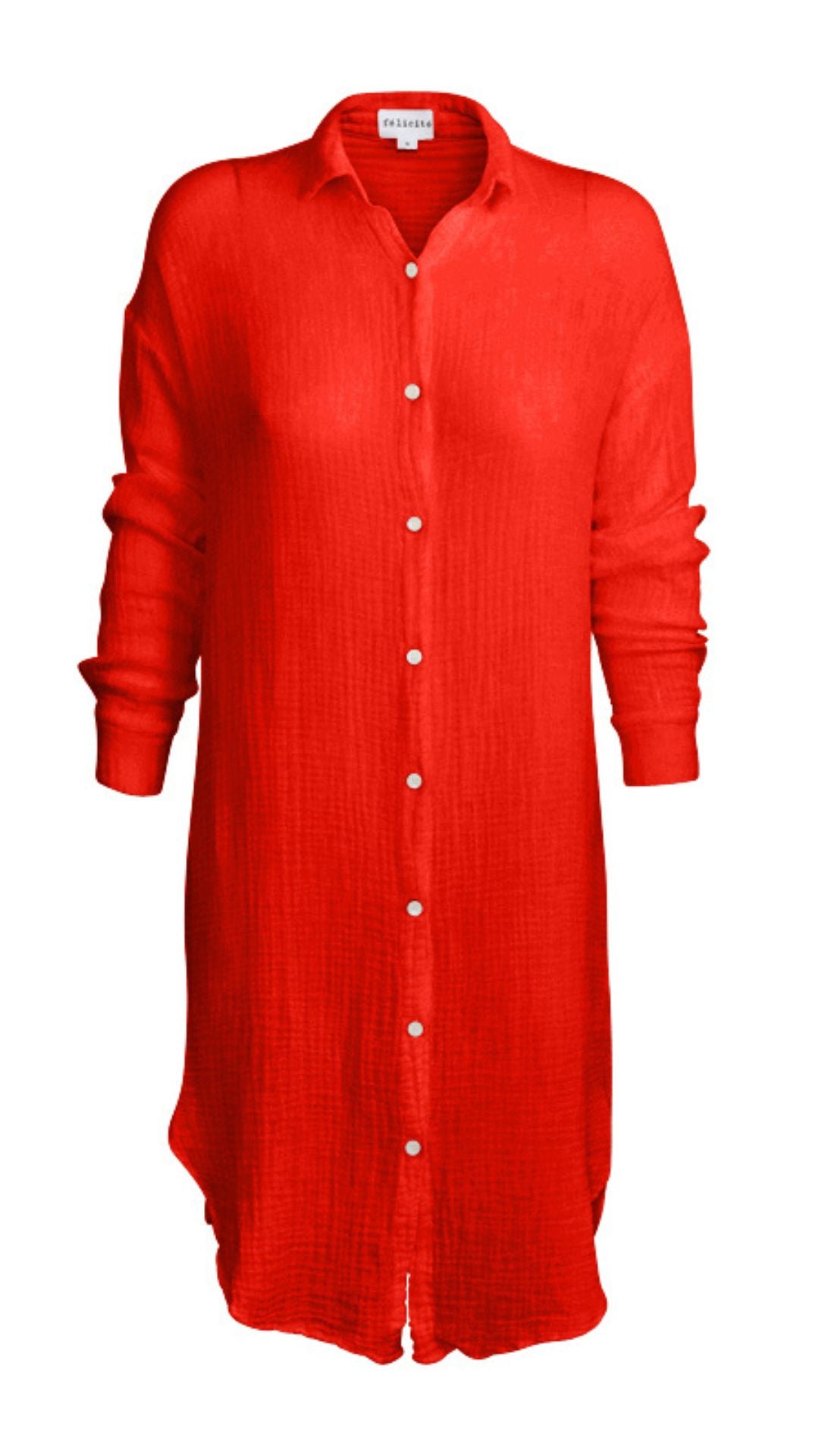 Boyfriend Tunic Dress Gauze - Cherry