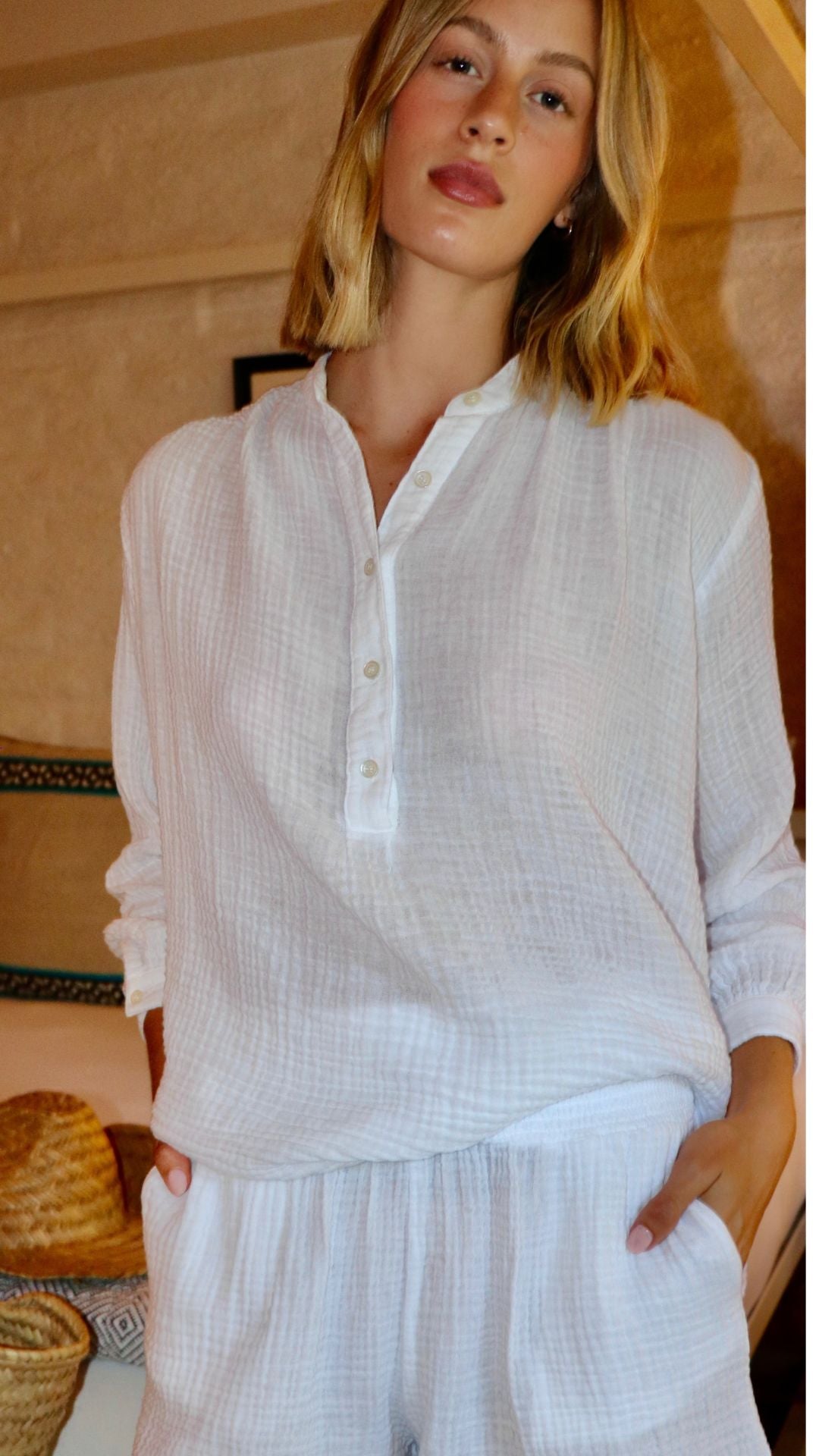 Poet Top Gauze - White