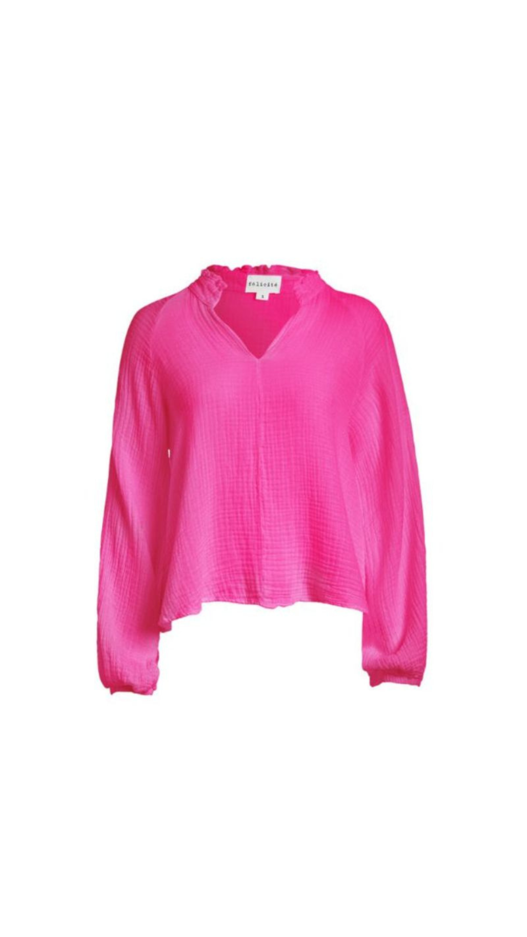 Ruffle Collar Top Gauze - Hot Pink