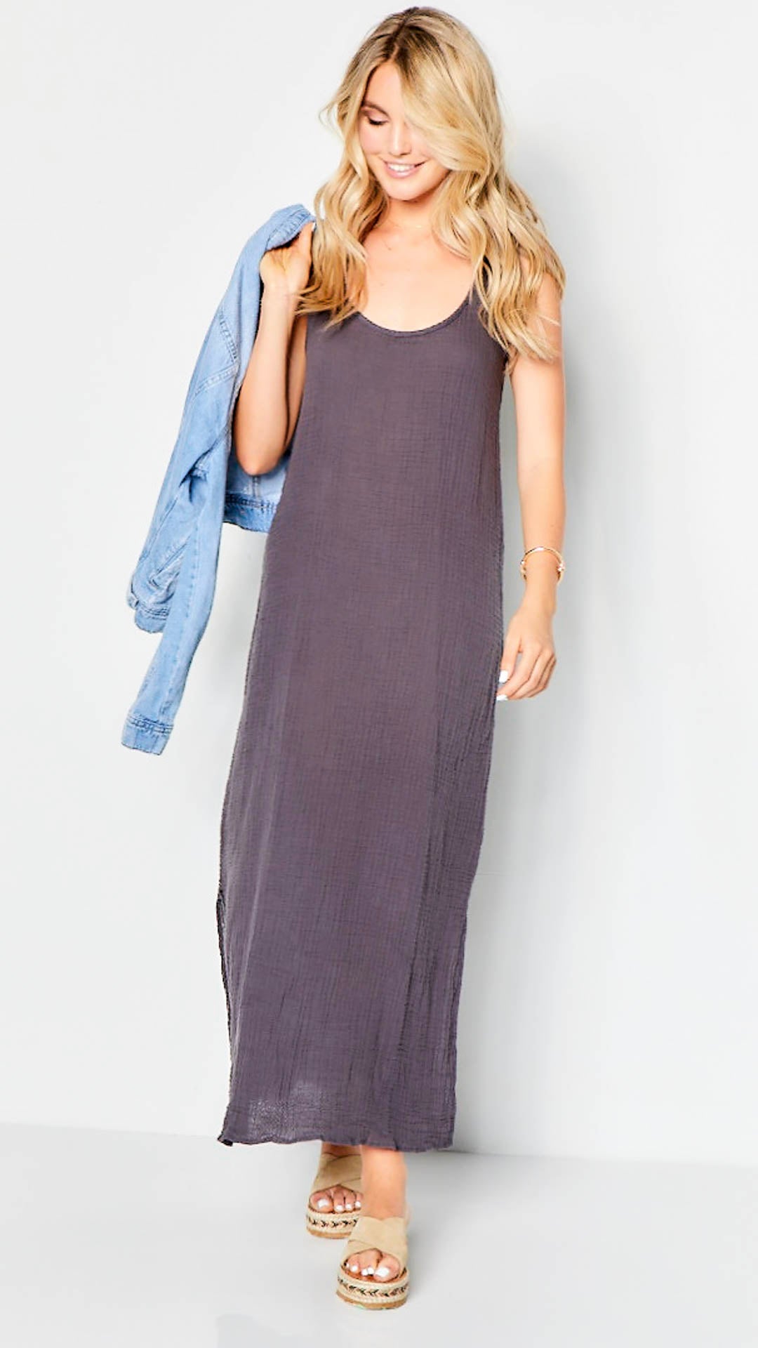 Racer Tank Maxi Dress - Carbon – feliciteapparel