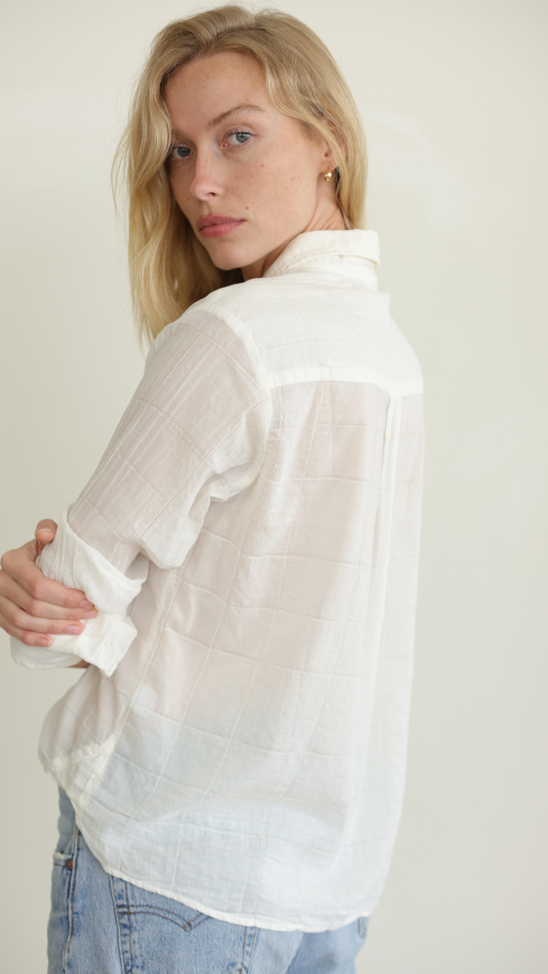 Boyfriend Top Check Cotton - Cannoli
