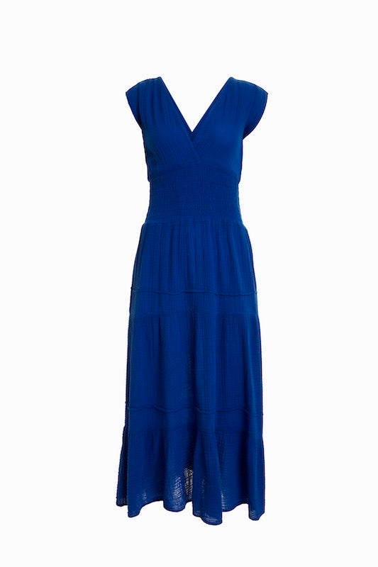 Smocked Dress Gauze - Electric Blue