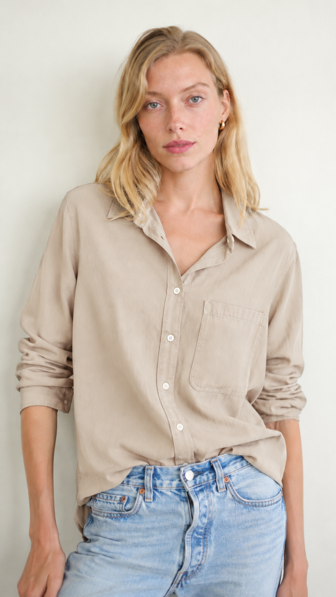 Boyfriend Top Lyocell Silk - Taupe