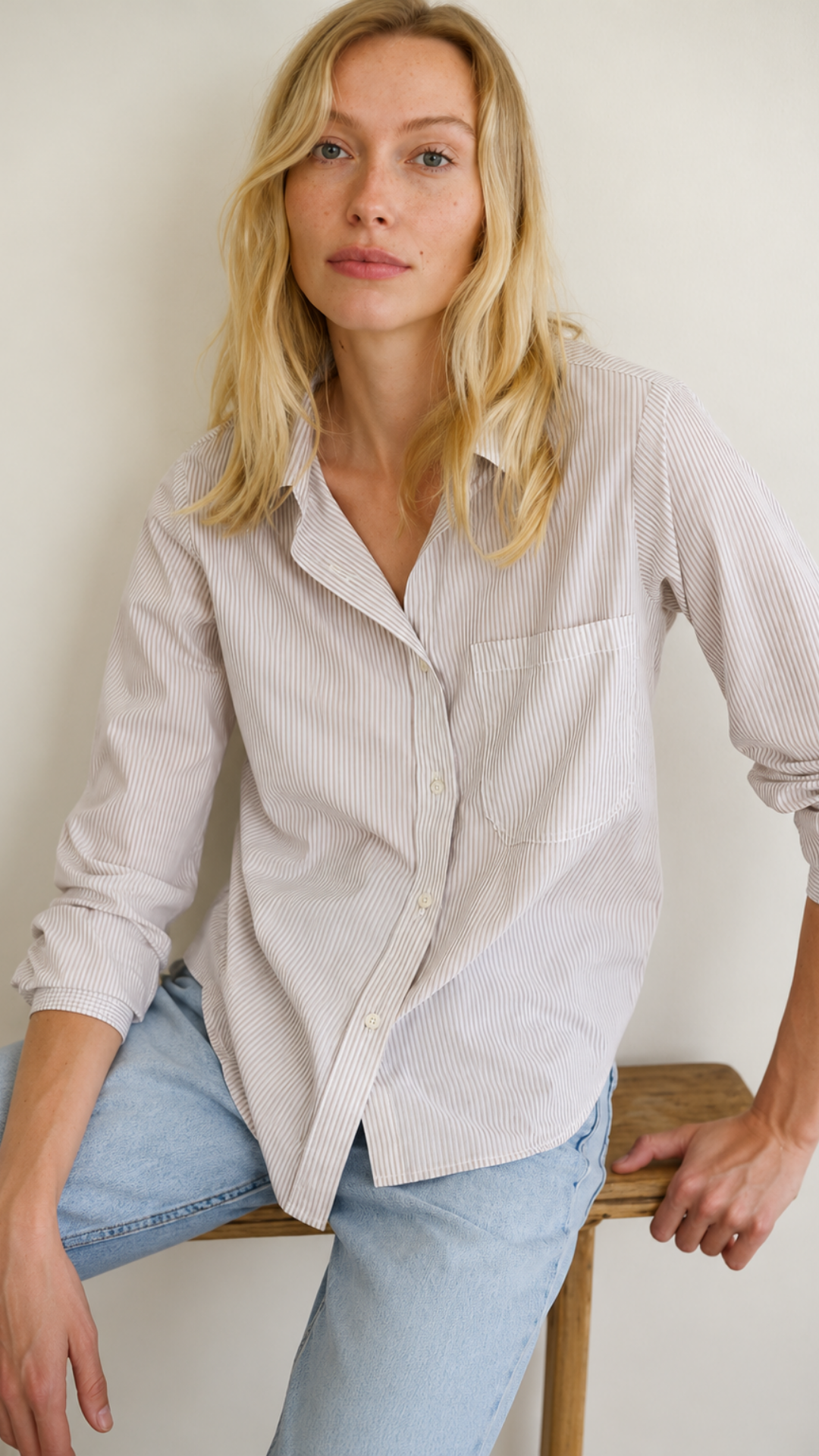 Boyfriend Top - Tan Stripe