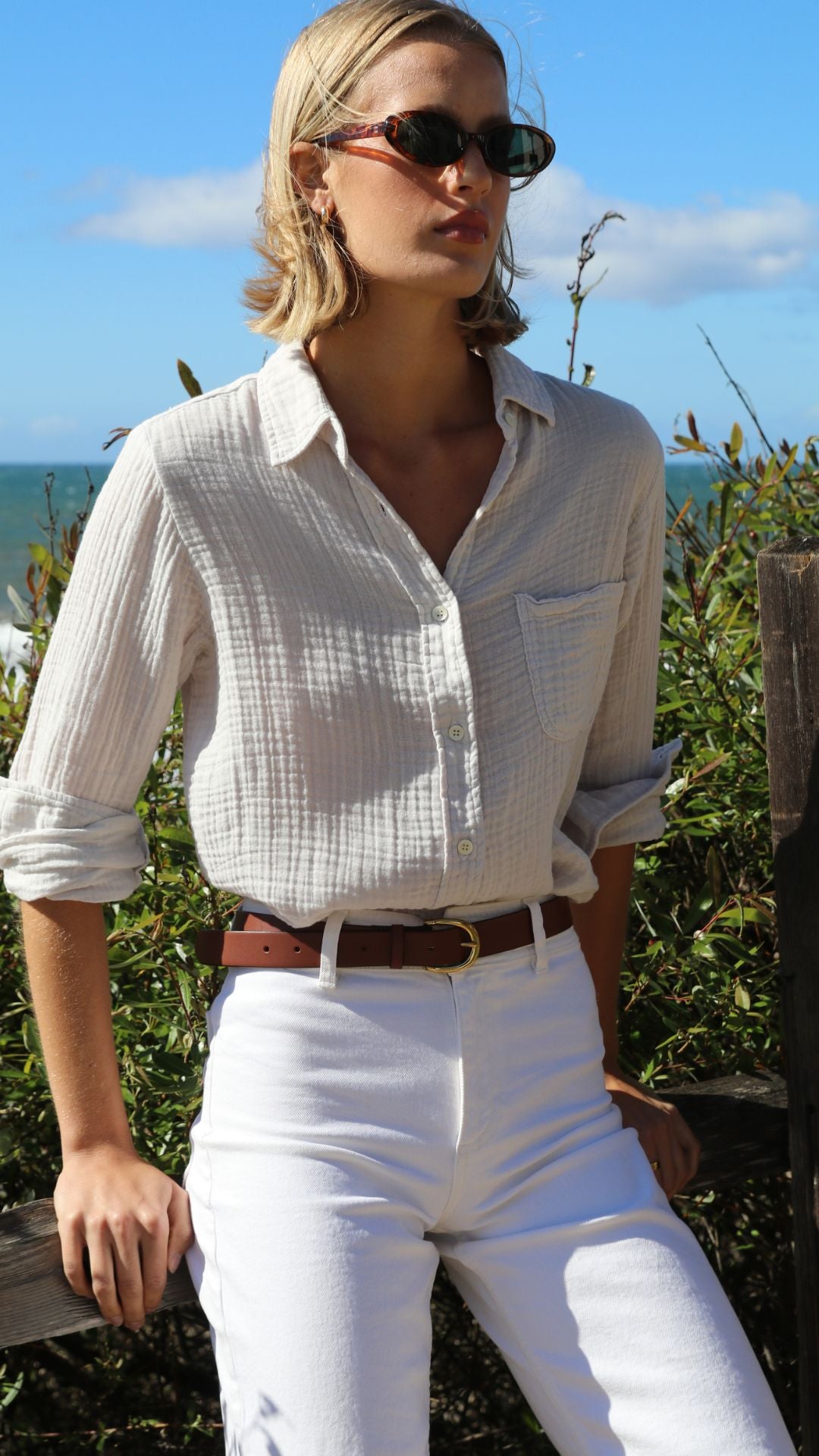 Boyfriend Top Gauze - Birch