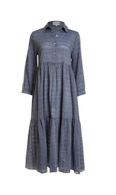 Tier Collar Maxi Cotton - Navy