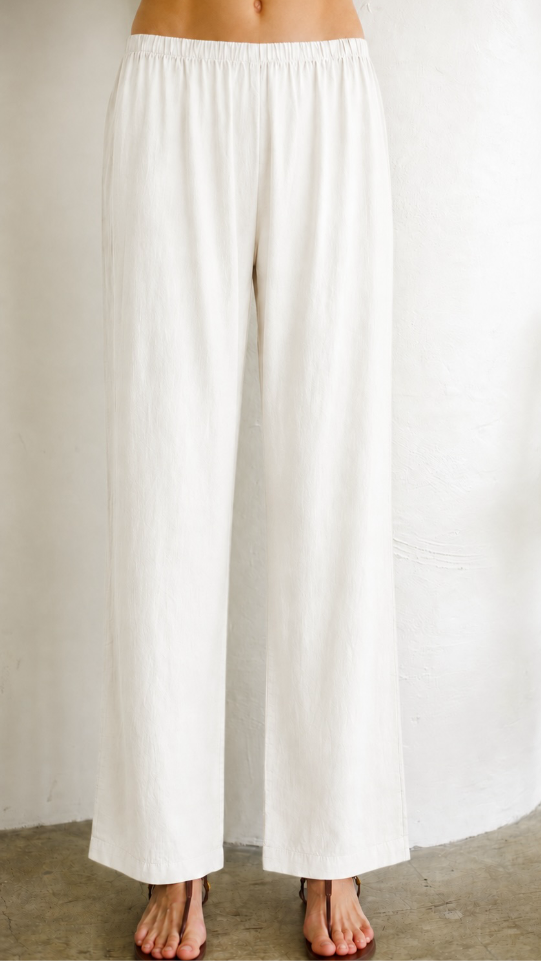 Elastic Band Pant Linen - Cannoli