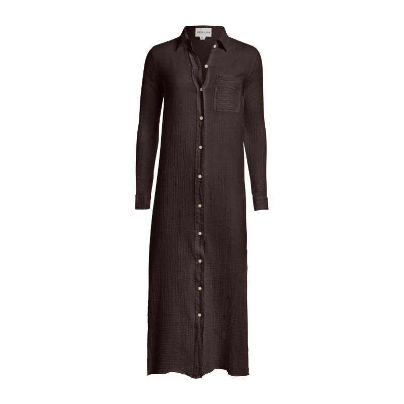 Boyfriend Maxi Dress Gauze - Bark