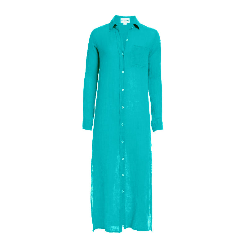 Boyfriend Maxi Dress Gauze Emerald Bay