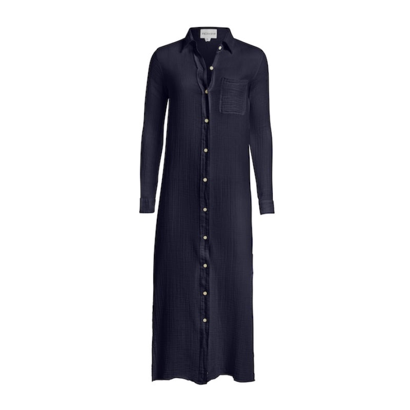 Boyfriend Maxi Dress Gauze - Navy