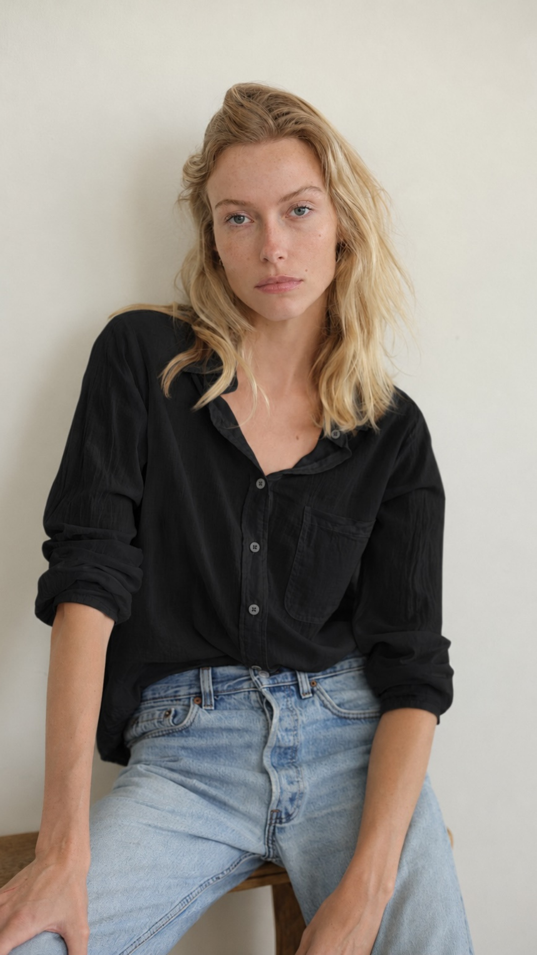 Boyfriend Top Cotton Voile - Black