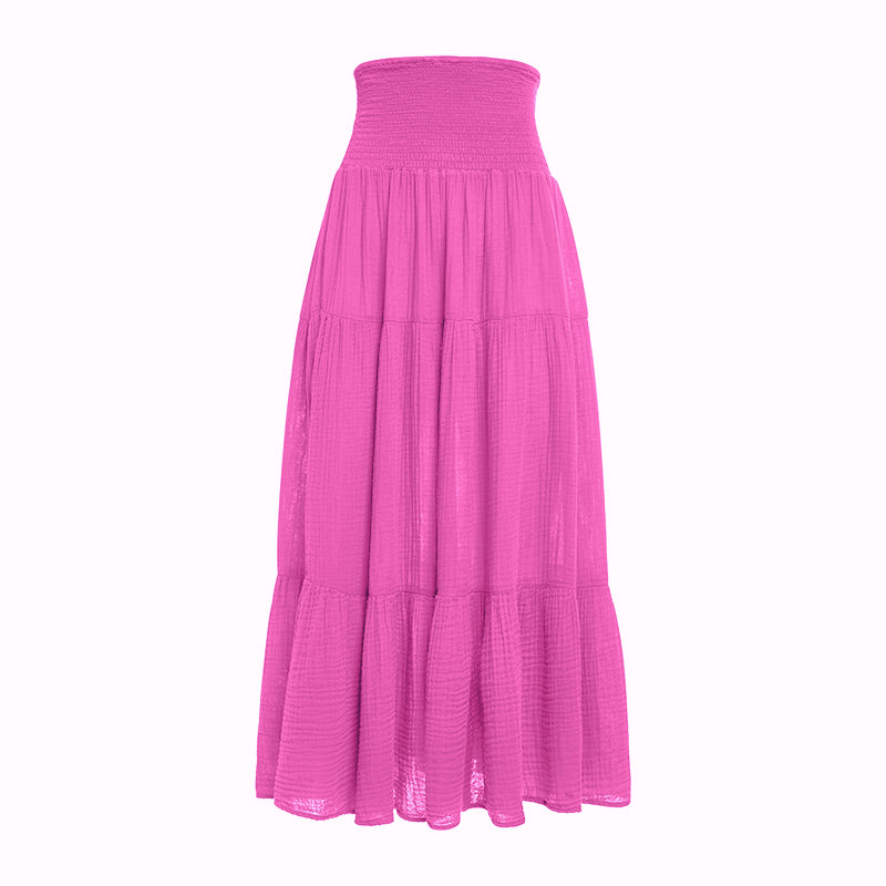 Smocked Maxi Skirt Gauze- Cotton Candy