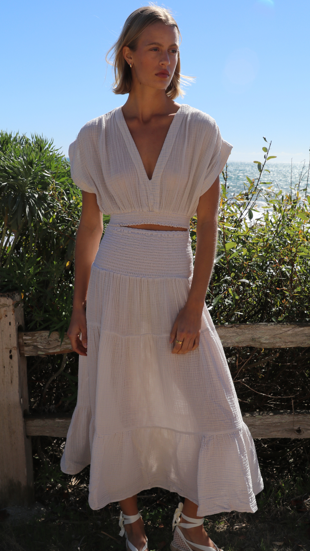 Smocked Maxi Skirt Gauze - Birch