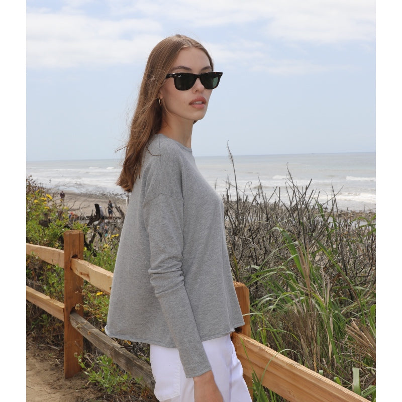 Shrunken Round Neck Cotton Cashmere - Heather Grey