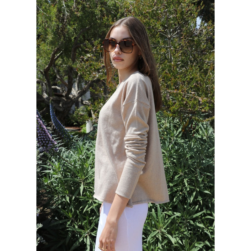 Shrunken Round Neck Cotton Cashmere - Putty