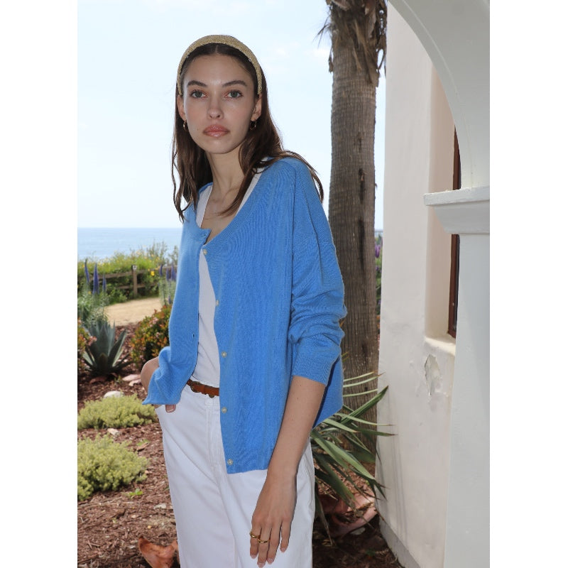 Drop Shoulder Cardigan Cashmere - Corn Flower