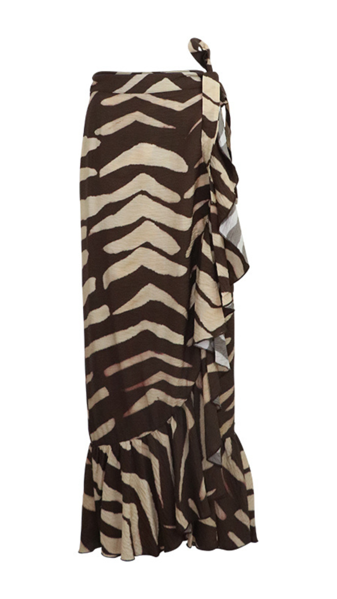 Ruffle Wrap Maxi Skirt Viscose - Zebra