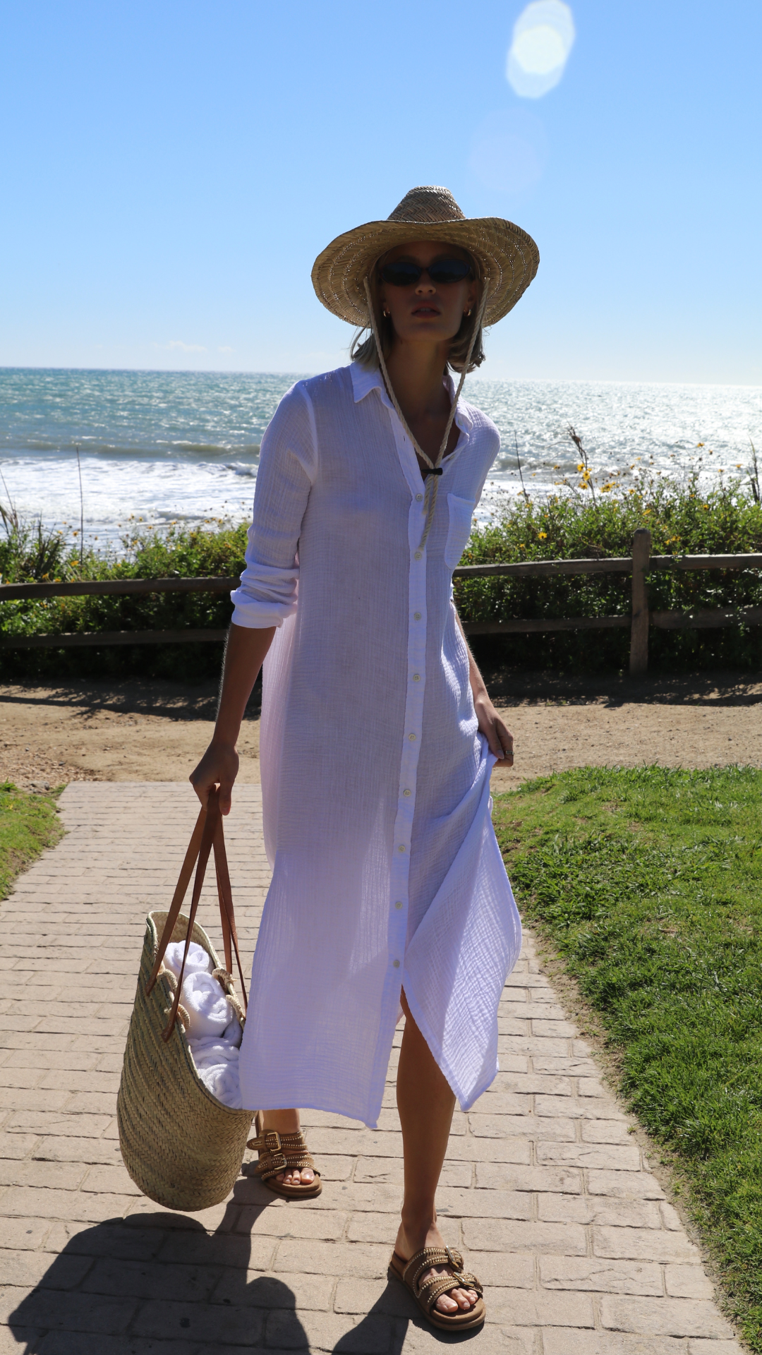 Boyfriend Maxi Dress Gauze - White