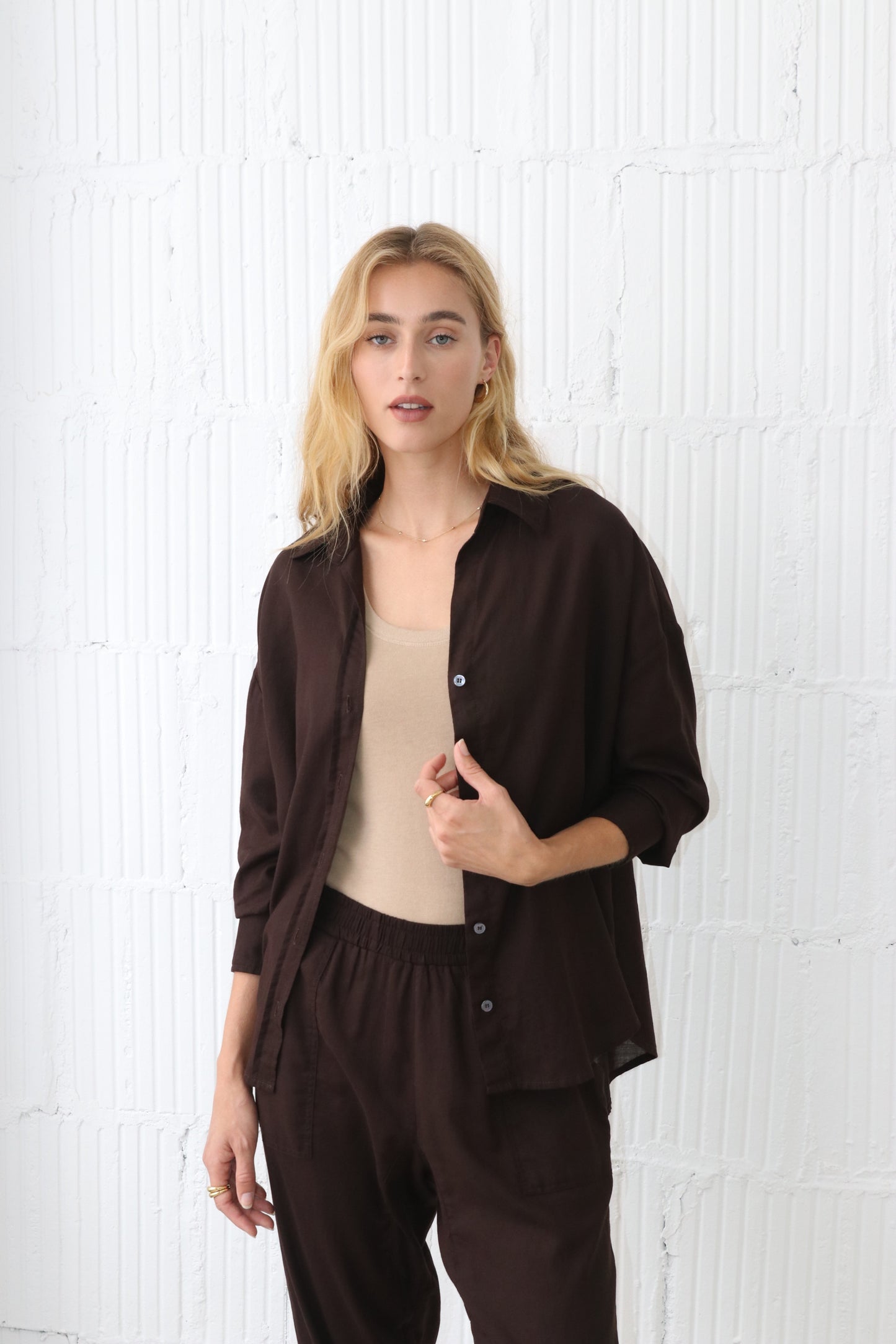 Drop Shoulder Shirt - Bark