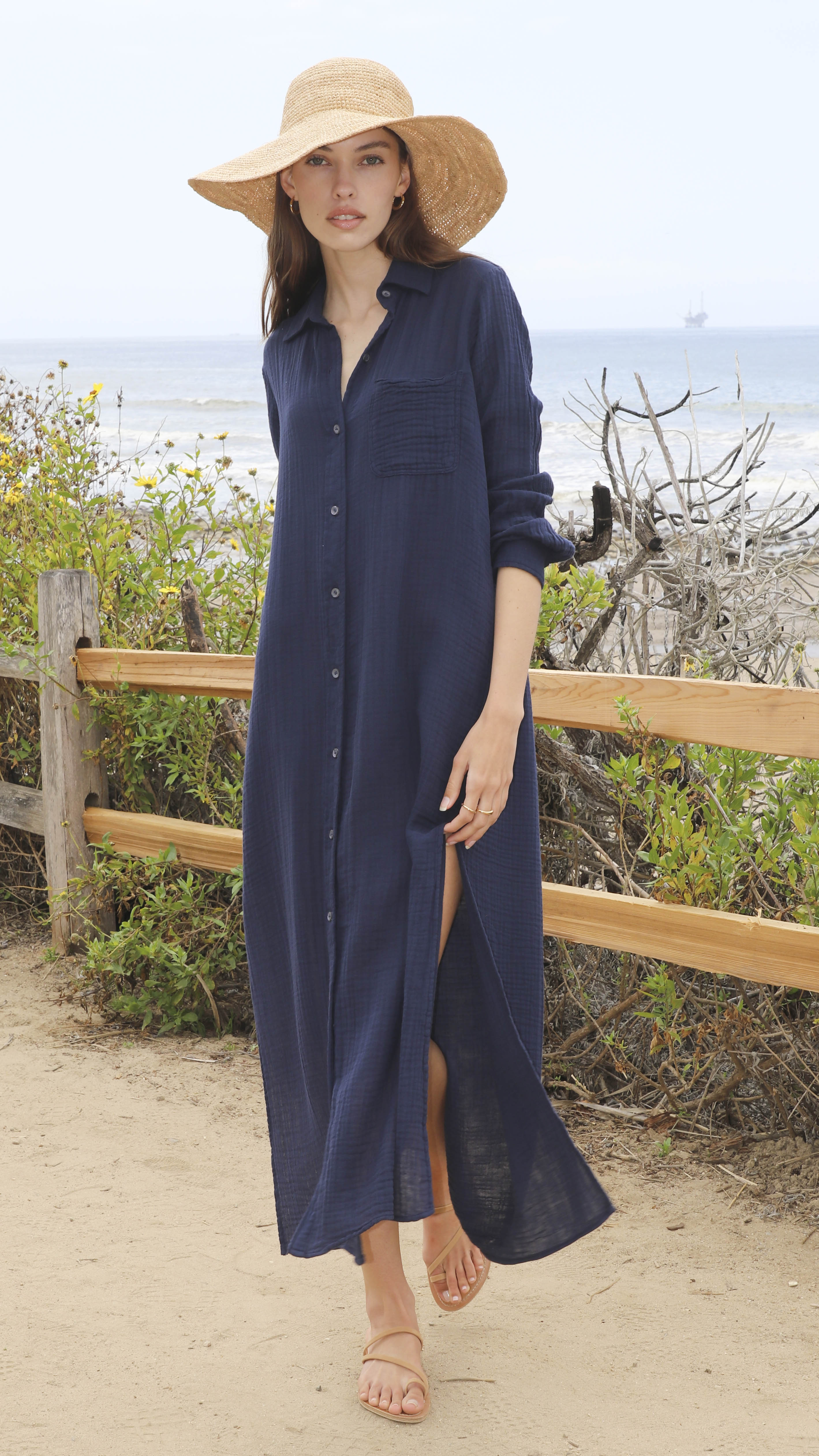 Boyfriend Maxi Dress Gauze - Navy