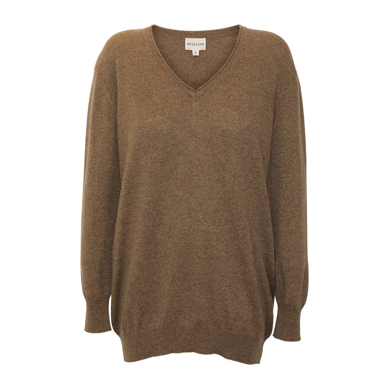 Boyfriend V Neck Sweater Brindle