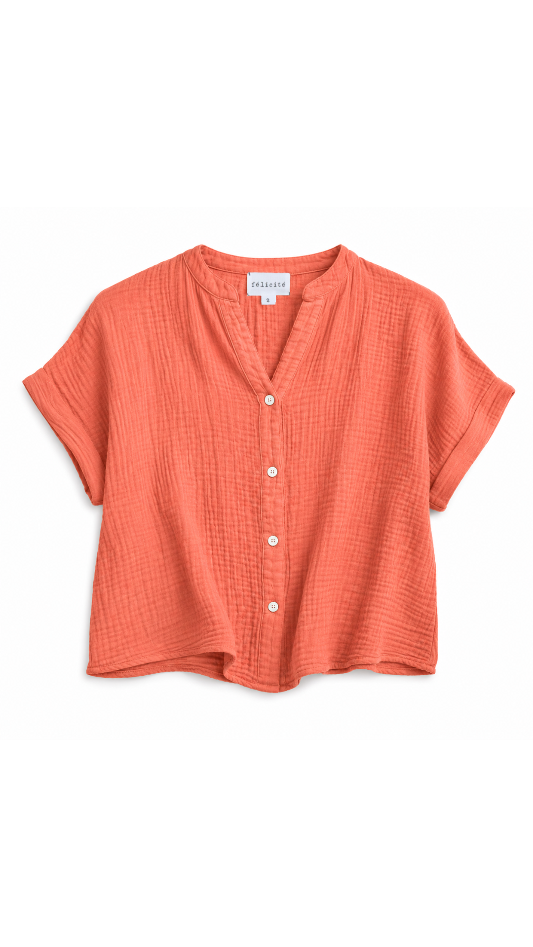 Short Sleeve Top Gauze - Coral Rock
