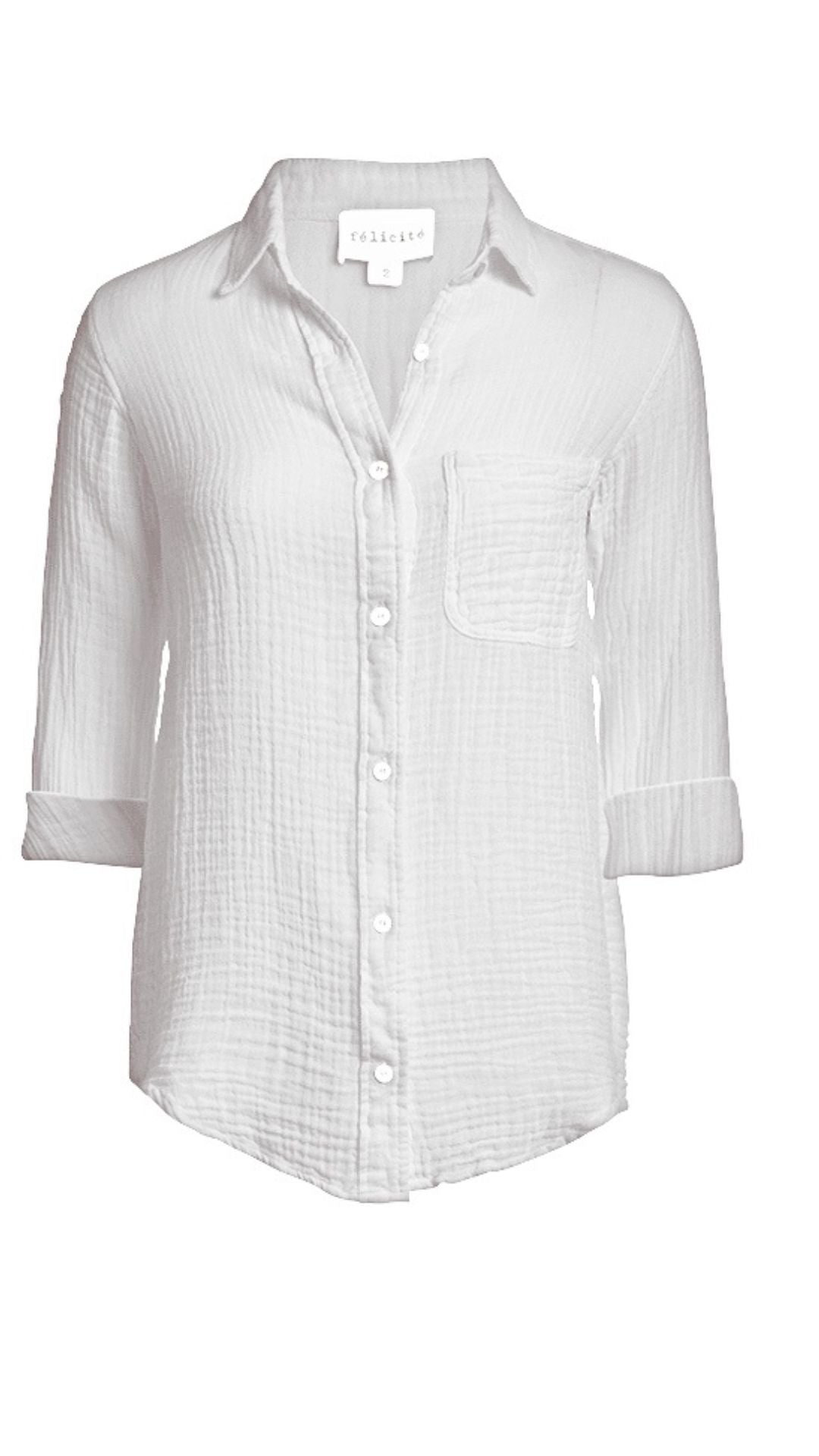 Boyfriend Top Gauze - White