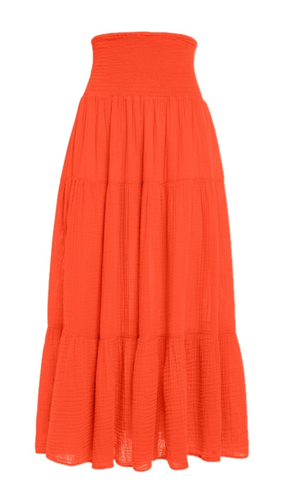 Smocked Maxi Skirt Gauze - Cherry
