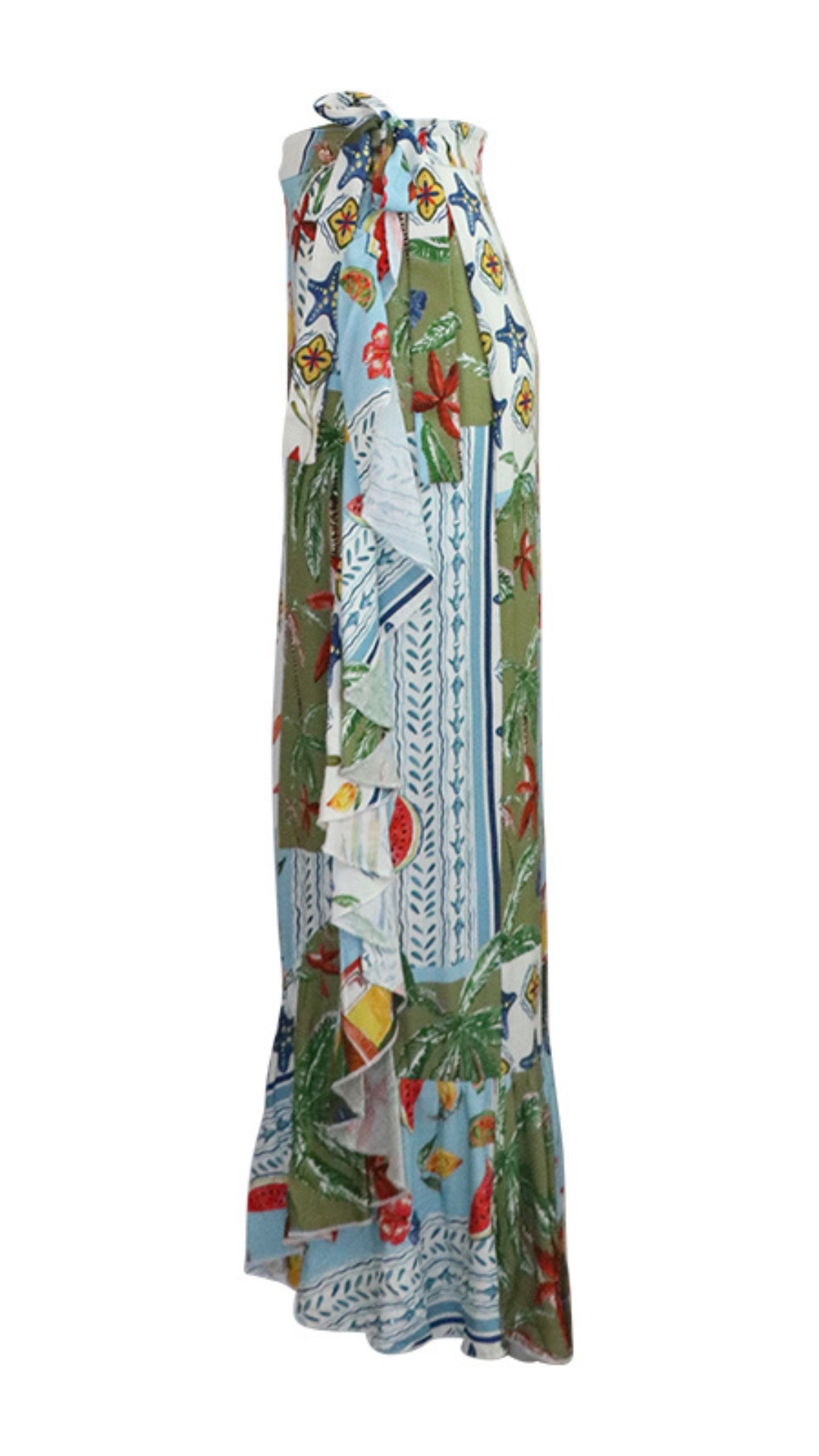 Ruffle Wrap Maxi Skirt - French Blue