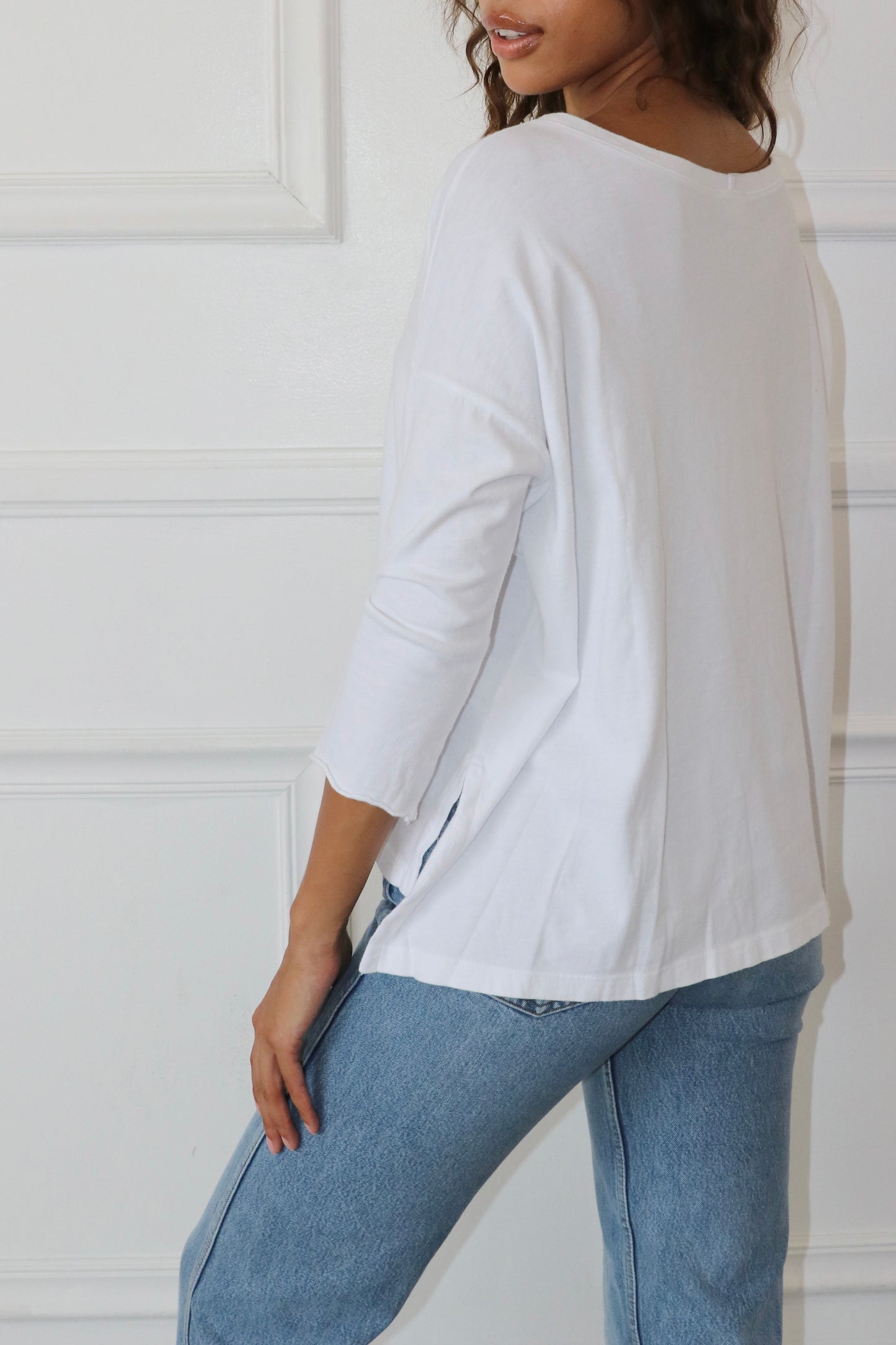 Drop shoulder Tee Cotton-White