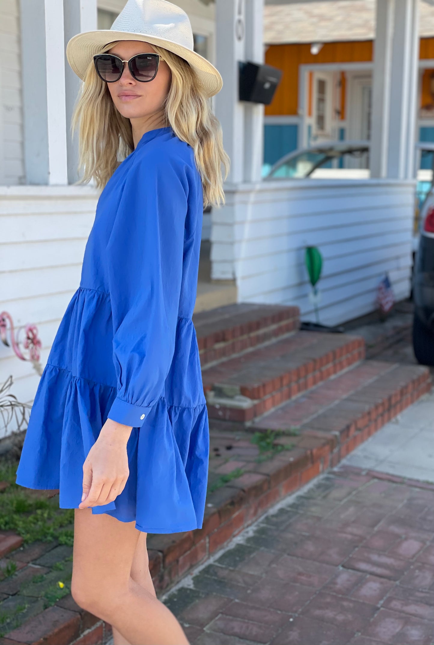 Puff Sleeve Dress- Electric Blue